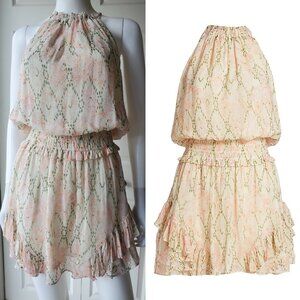 Ramy Brook Jewel-print Mini Dress In Sand Crimson